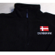 Embroidered Fleece Pullover Jacket - Denmark Flag - Black