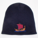 Red/Navy Viking ship knit beanie