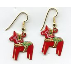 Red Dala Horse Earrings