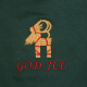 Embroidered Ladies Tshirt - Straw Goat on Forest Green
