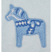 Fleece Baby Blanket - Dala Horse - Light Blue