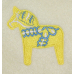 Fleece Baby Blanket - Dala Horse - Yellow