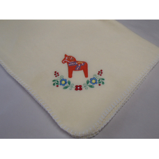 Fleece Baby Blanket - Dala Horse & Flowers - Yellow
