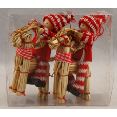 Straw Goat with Tomte Ornaments