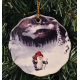 cCeramic Ornament - Tomte in snowy forest