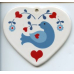Ceramic Heart Ornament - Blue Bird