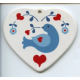 Ceramic Heart Ornament - Blue Bird