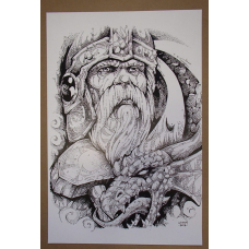 Poster - Viking with Hammer & Dragon